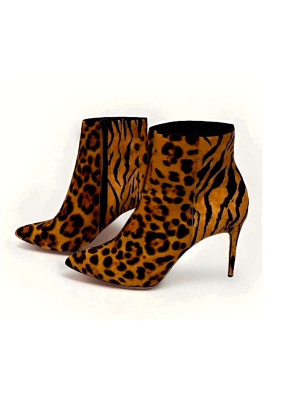ALDO Wiema Animal Print Calf Hair Pointed Toe High Heel Ankle Boots Size 8 - Picture 7 of 10